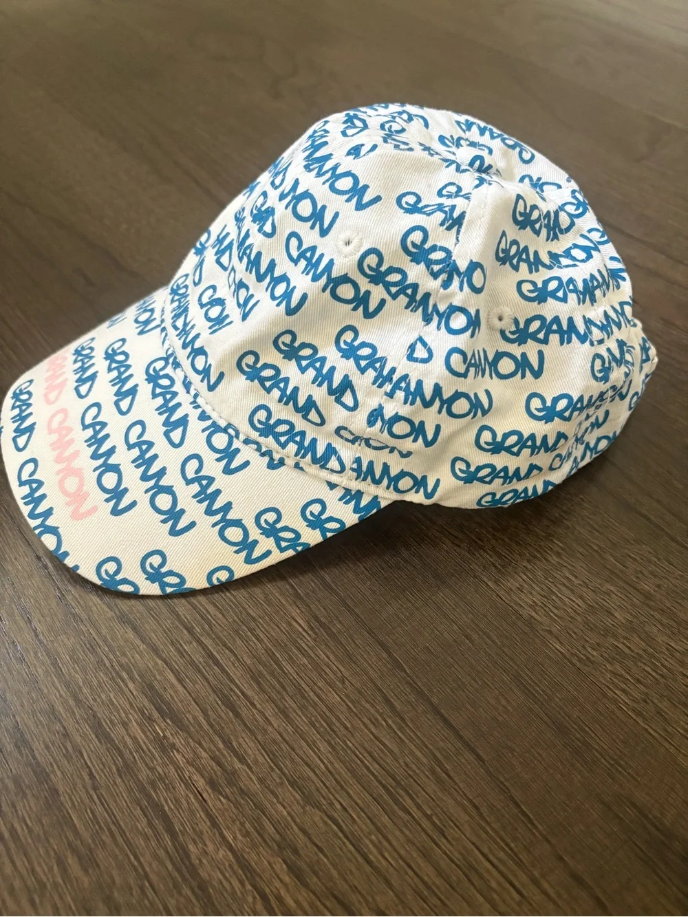 White Cap Hat with Blue 'GRAND CANYON' Print - Kids Size M-L